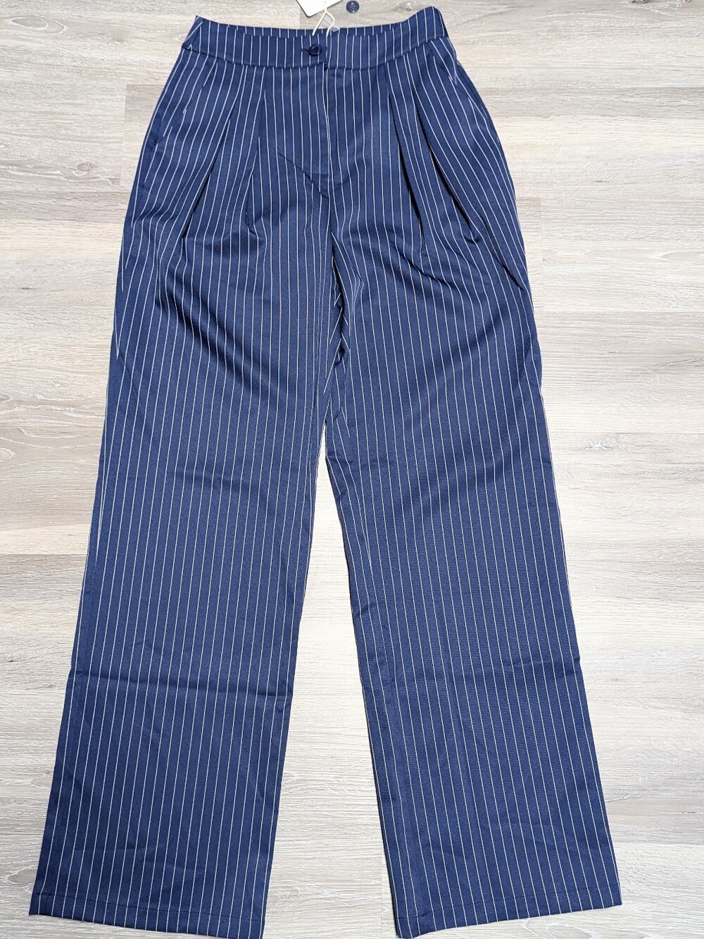 NWT Commense Pinstripe Trousers Size XS High Waist Pleated Front
